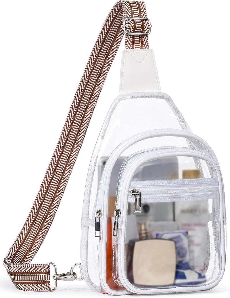 Flowston Store 3 Pockets Clear Bag for Stadium Events Large Clear Sling Crossbody Backpack Fanny Pack Concert Purses for Women Men - Image 1